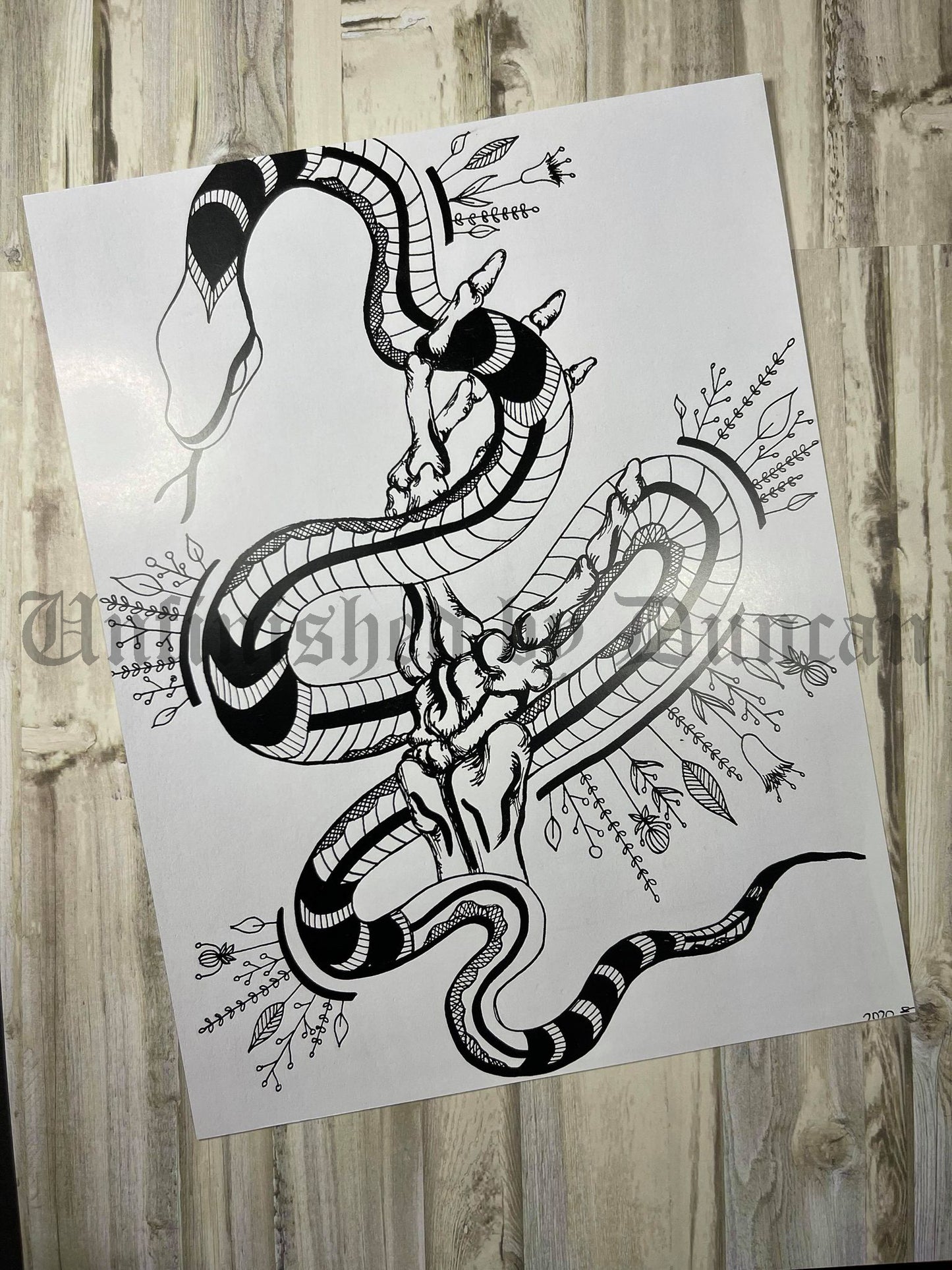Skeletal Snake | Traditional Tattoo Inspired Art Print (Last Call)