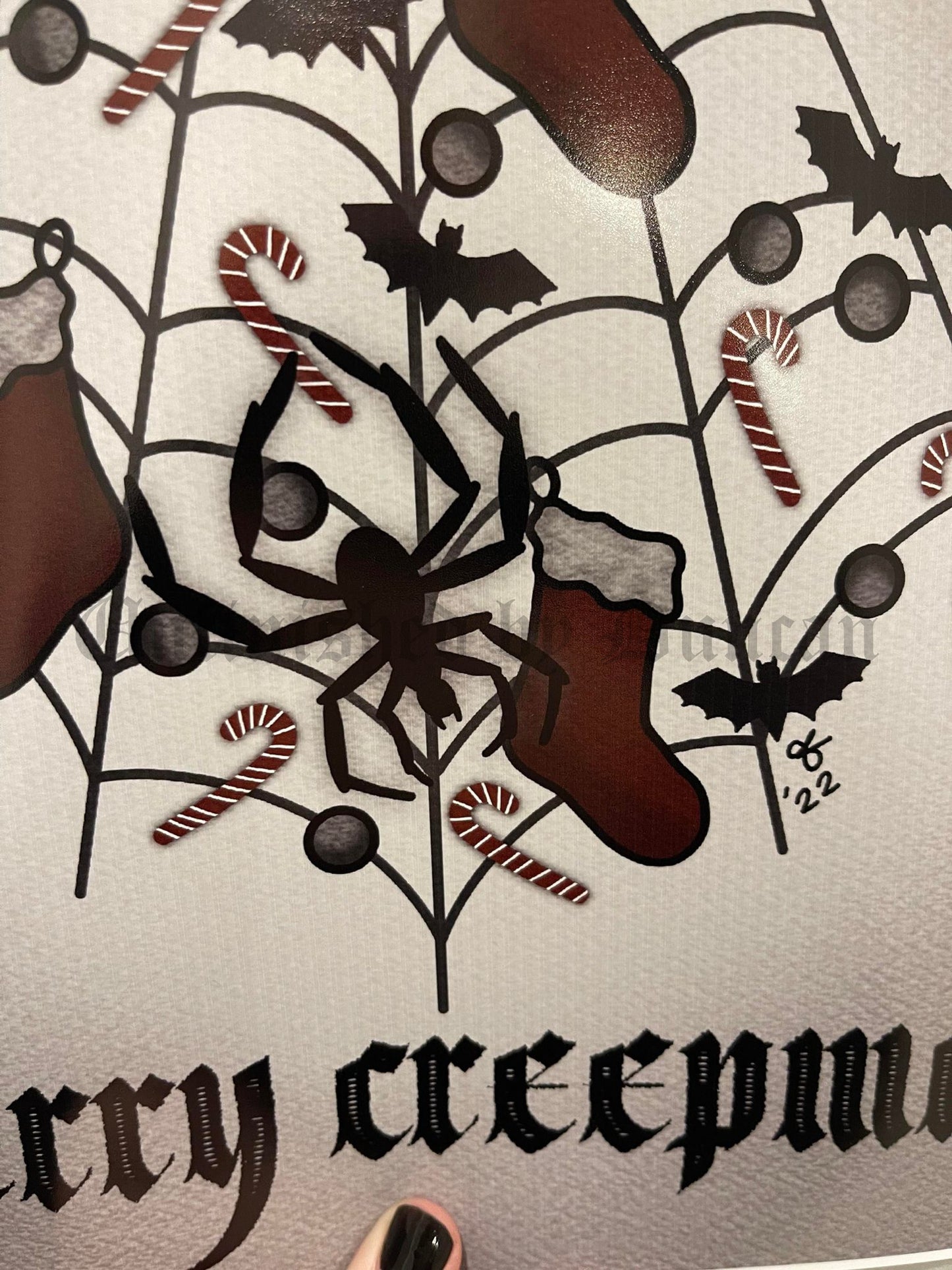 Merry Creepmas | Nightmare Before Christmas, Traditional Tattoo Inspired Art Print (Last Call)
