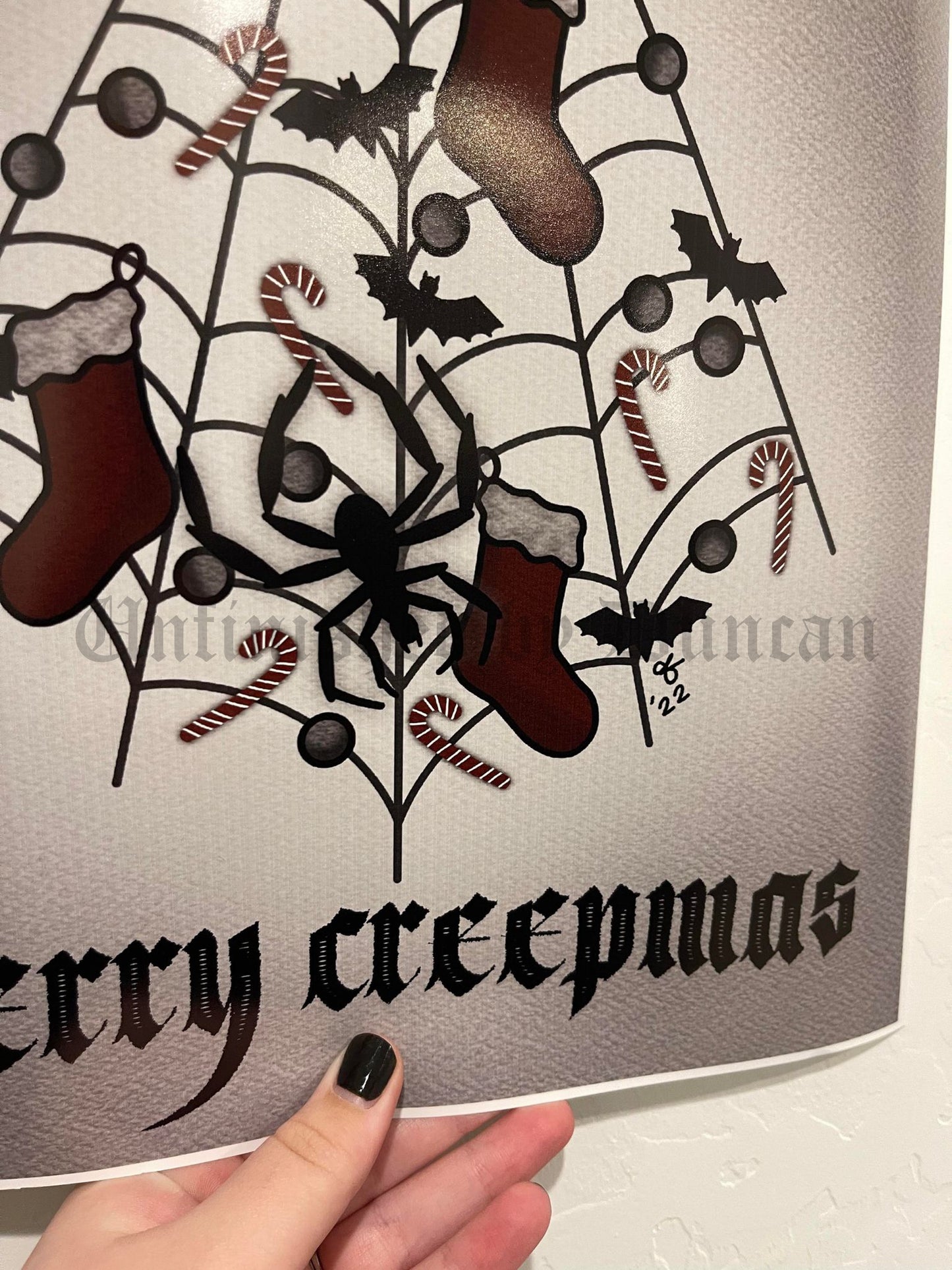 Merry Creepmas | Nightmare Before Christmas, Traditional Tattoo Inspired Art Print (Last Call)