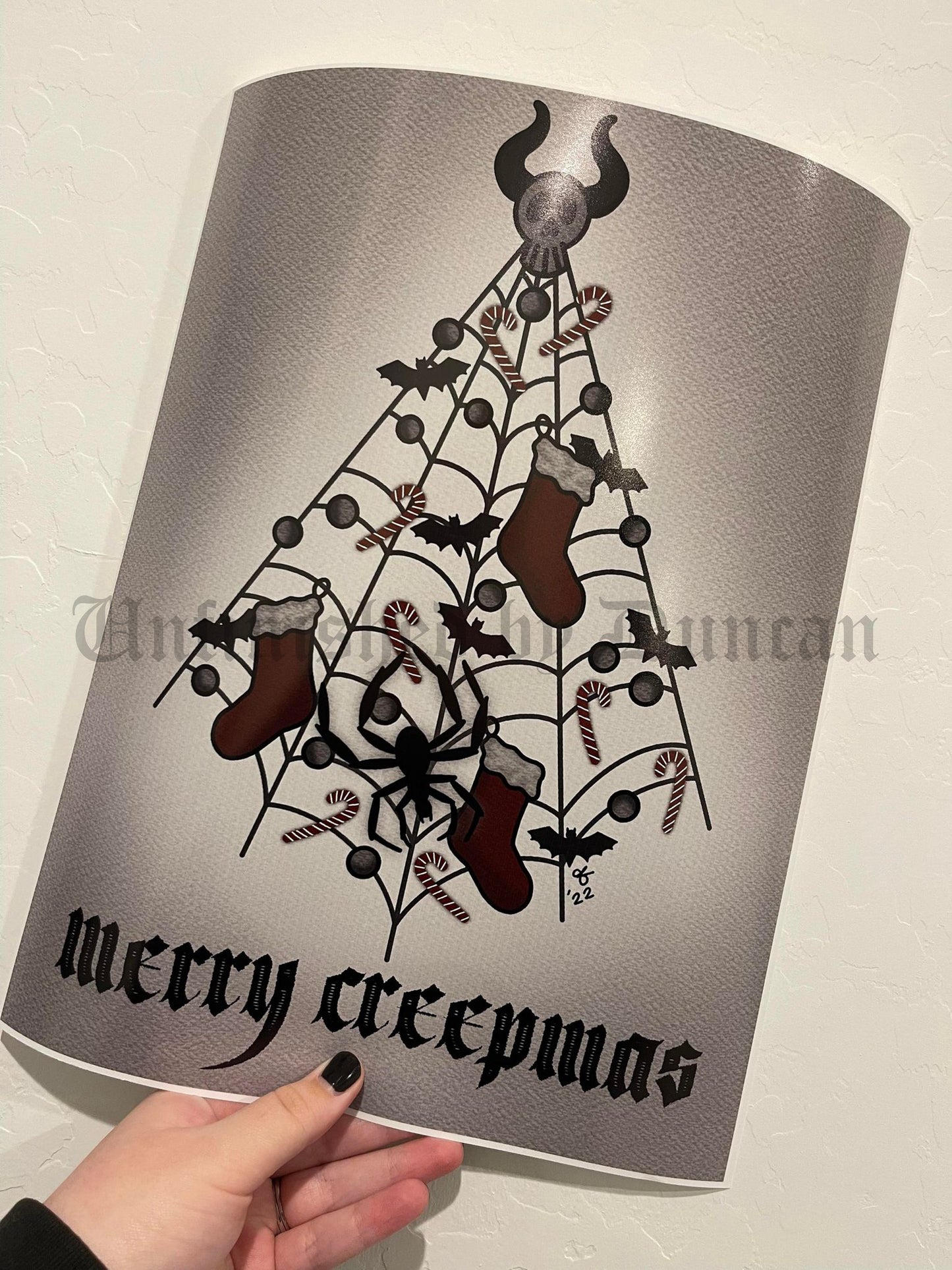 Merry Creepmas | Nightmare Before Christmas, Traditional Tattoo Inspired Art Print (Last Call)