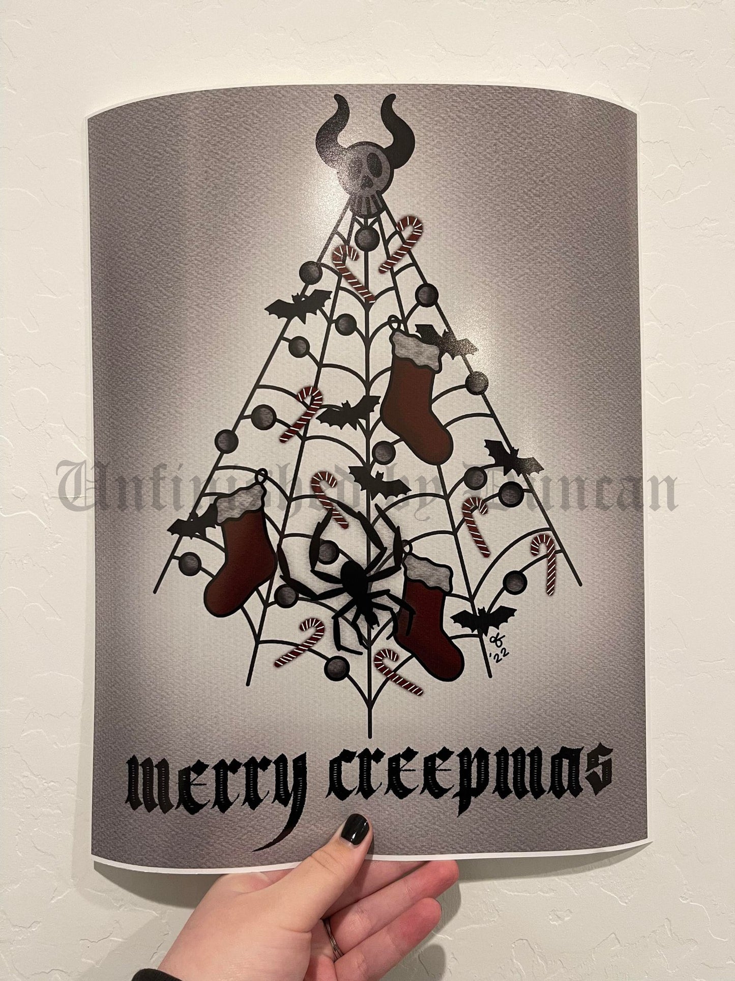 Merry Creepmas | Nightmare Before Christmas, Traditional Tattoo Inspired Art Print (Last Call)