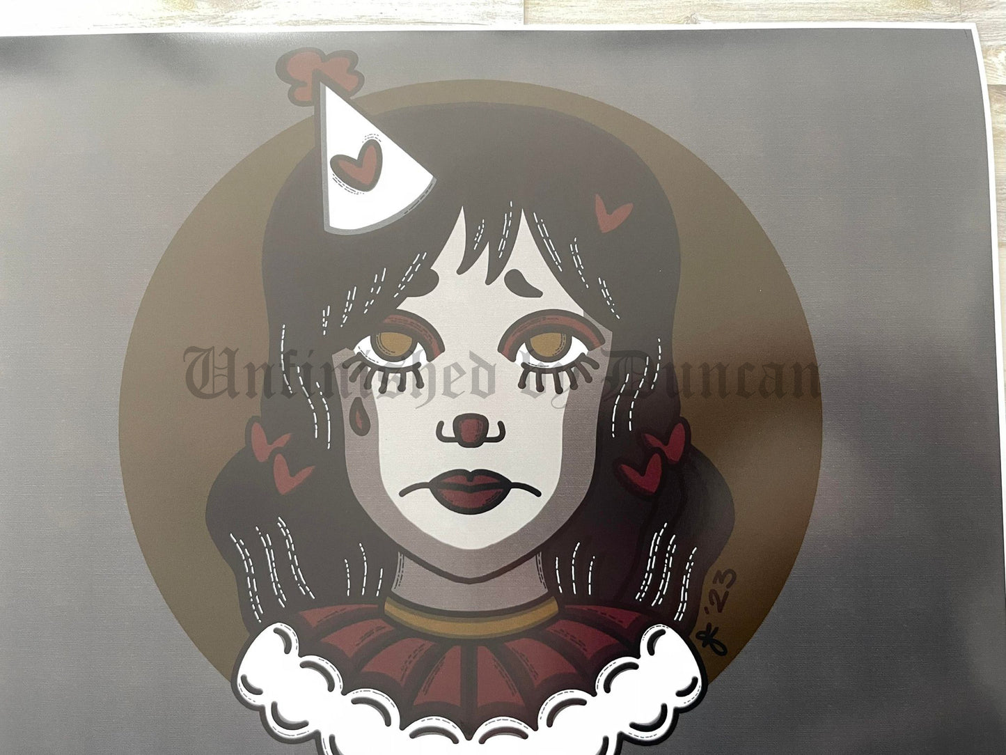 Lover Clown | Galentines, Valentines, Sad Girl Traditional Tattoo Art Print (Last Call)