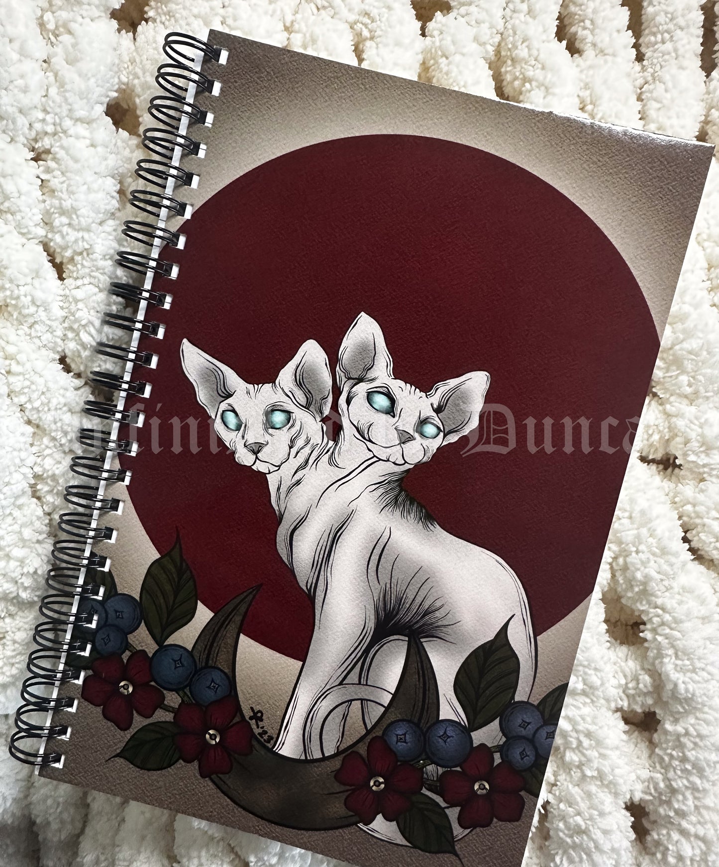 Duality Notebook | Double-Headed Sphinx Cat Traditional Tattoo Inspired Art Design