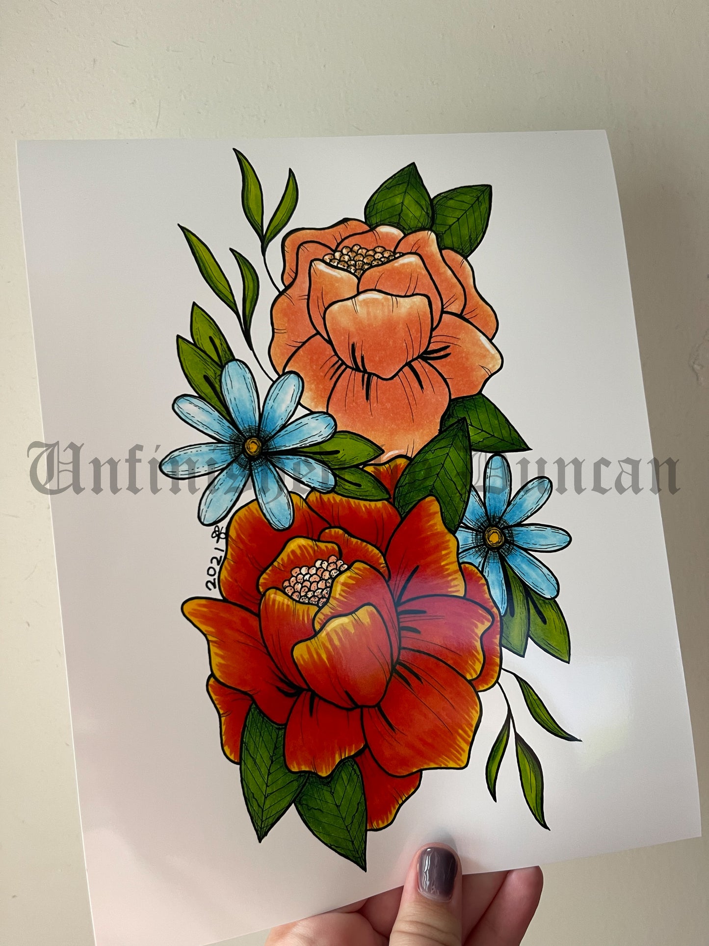 Flash Peonies & Flowers | Traditional Tattoo Inspired Art Print (Last Call)