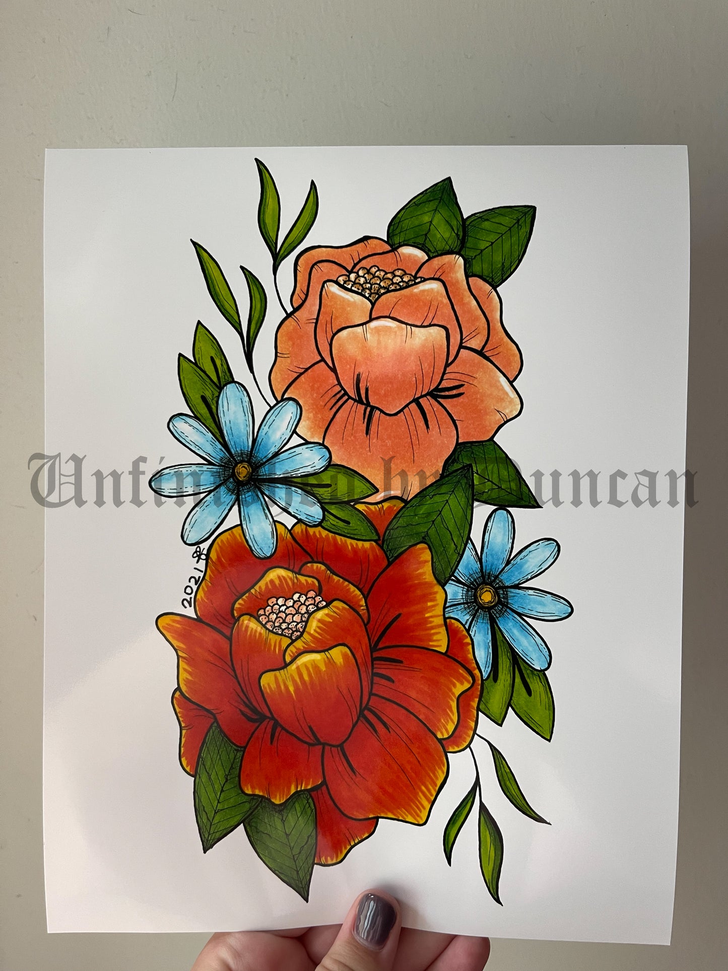 Flash Peonies & Flowers | Traditional Tattoo Inspired Art Print (Last Call)