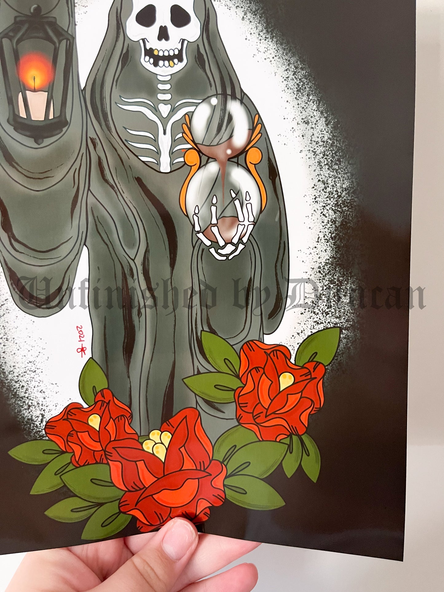 Grim Reaper Enlightening | Traditional Tattoo Inspired Art Print (Last Call)
