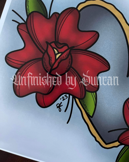 Lucky Roses | Traditional Tattoo Inspired Art Print (Last Call)