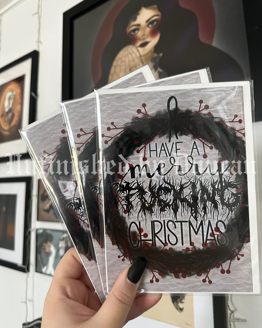 Merry F*cking Christmas Card | Christmas, Winter Holiday, Christmas Wreath, Mistletoe, Traditional Tattoo Inspired Art Design