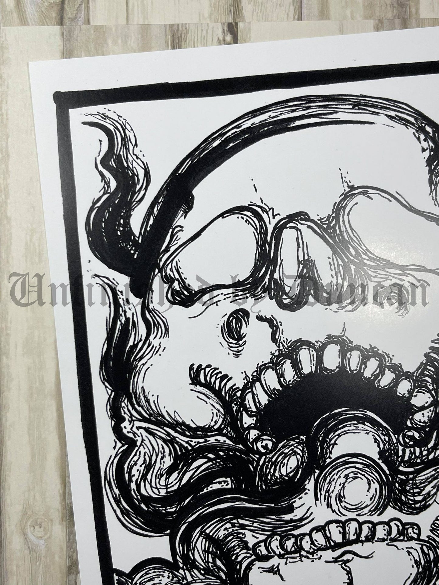 Smoke & Skull | B&W Smokey, Skeletal, Traditional Tattoo Inspired Art Print