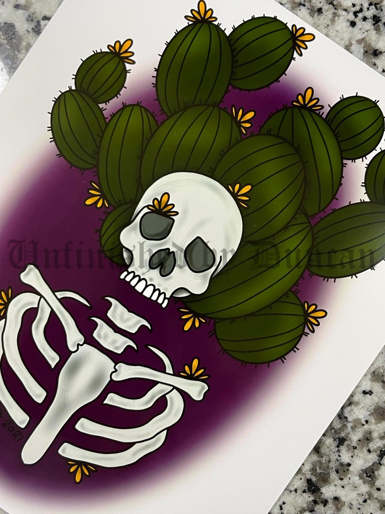 Lady Cacti | Skelly, Skeletal, Cactus, Cacti, Traditional Tattoo Inspired Art Print (Last Call)