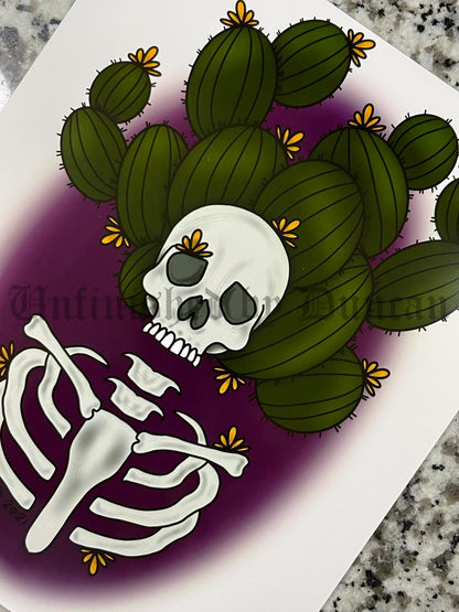 Lady Cacti | Skelly, Skeletal, Cactus, Cacti, Traditional Tattoo Inspired Art Print (Last Call)