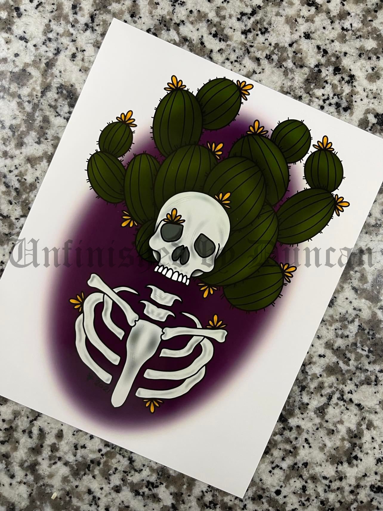 Lady Cacti | Skelly, Skeletal, Cactus, Cacti, Traditional Tattoo Inspired Art Print (Last Call)