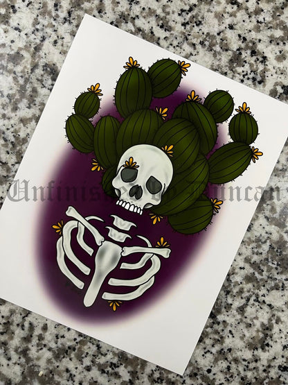 Lady Cacti | Skelly, Skeletal, Cactus, Cacti, Traditional Tattoo Inspired Art Print (Last Call)