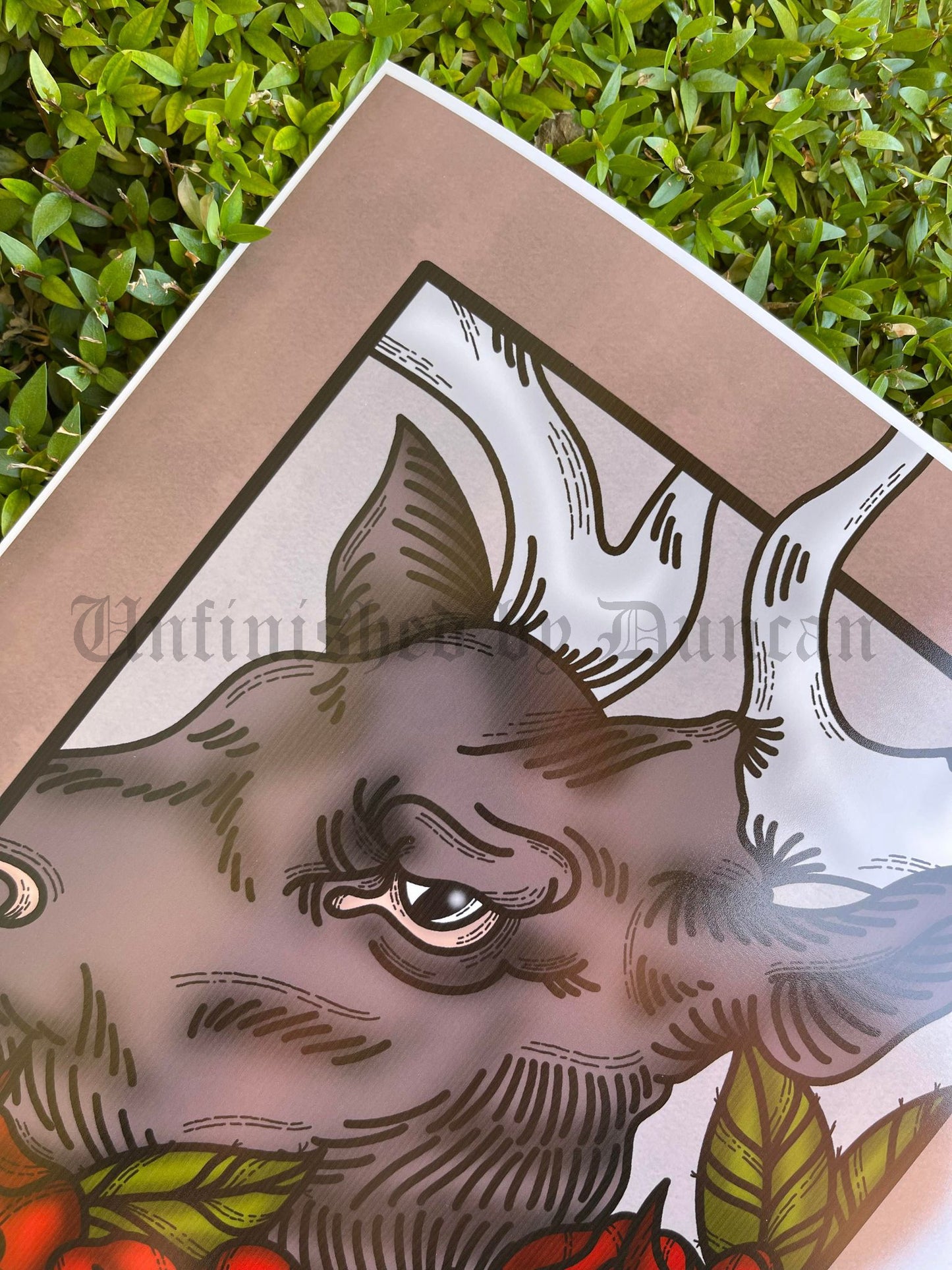 Omen | Roses, Floral, Flora, Deer, Traditional Tattoo Inspired Art Print (Last Call)