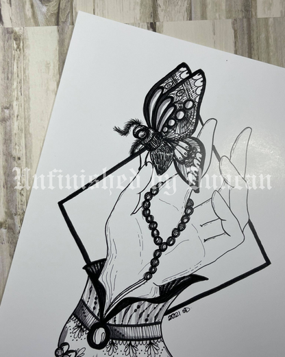 Moth in Hand | Traditional Tattoo Inspired Art Print (Last Call)