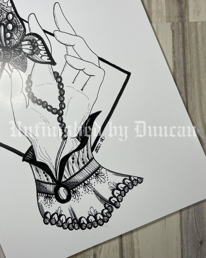 Moth in Hand | Traditional Tattoo Inspired Art Print (Last Call)