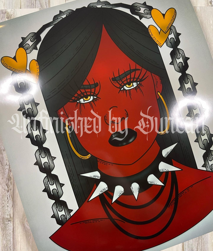 Red Reigns | Chain, Golden Eyes, Traditional Tattoo Inspired Art Print