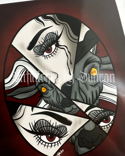 Lady Sophia | Baphomet, Broken Mirror, Traditional Tatoo Inspired Art Print