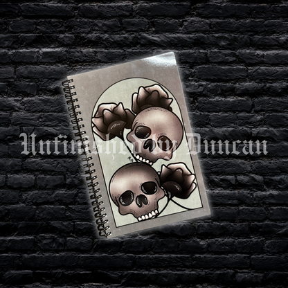 Death Day Notebook | Skeletal, Floral Design, Traditional Tattoo Inspired Art Design