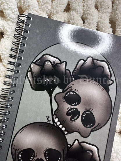 Death Day Notebook | Skeletal, Floral Design, Traditional Tattoo Inspired Art Design