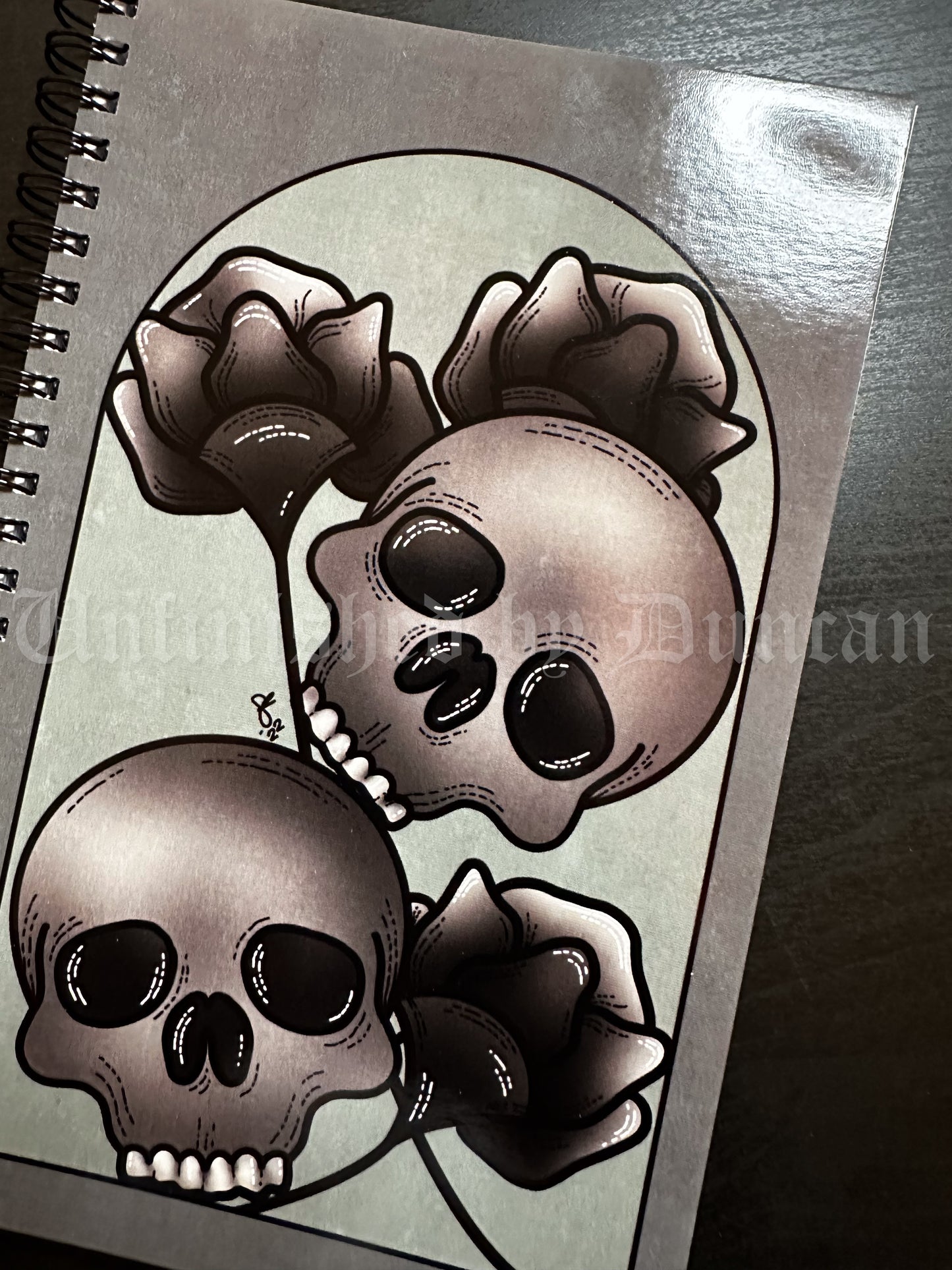 Death Day Notebook | Skeletal, Floral Design, Traditional Tattoo Inspired Art Design