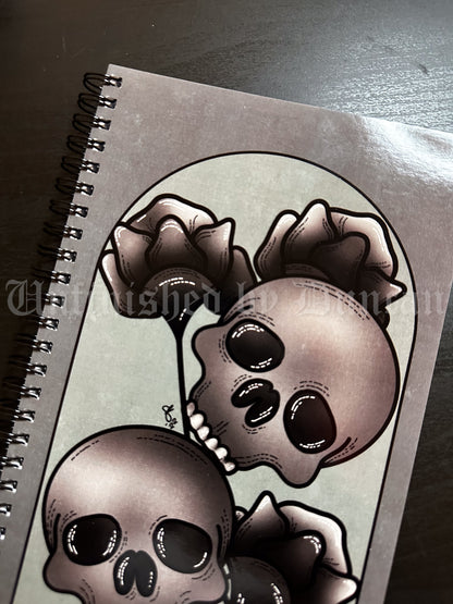 Death Day Notebook | Skeletal, Floral Design, Traditional Tattoo Inspired Art Design