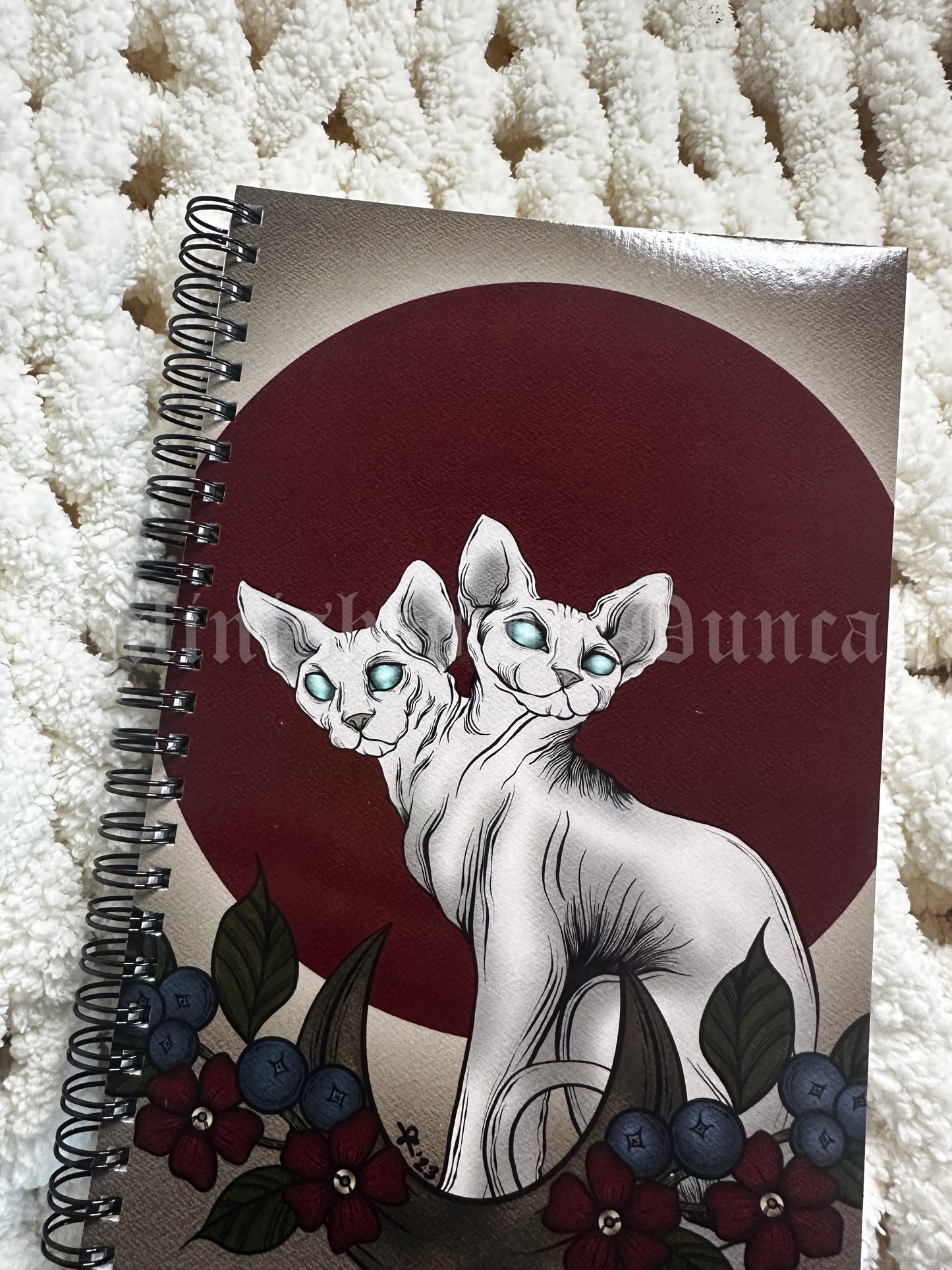 Duality Notebook | Double-Headed Sphinx Cat Traditional Tattoo Inspired Art Design