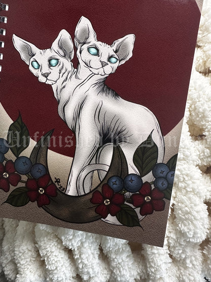 Duality Notebook | Double-Headed Sphinx Cat Traditional Tattoo Inspired Art Design