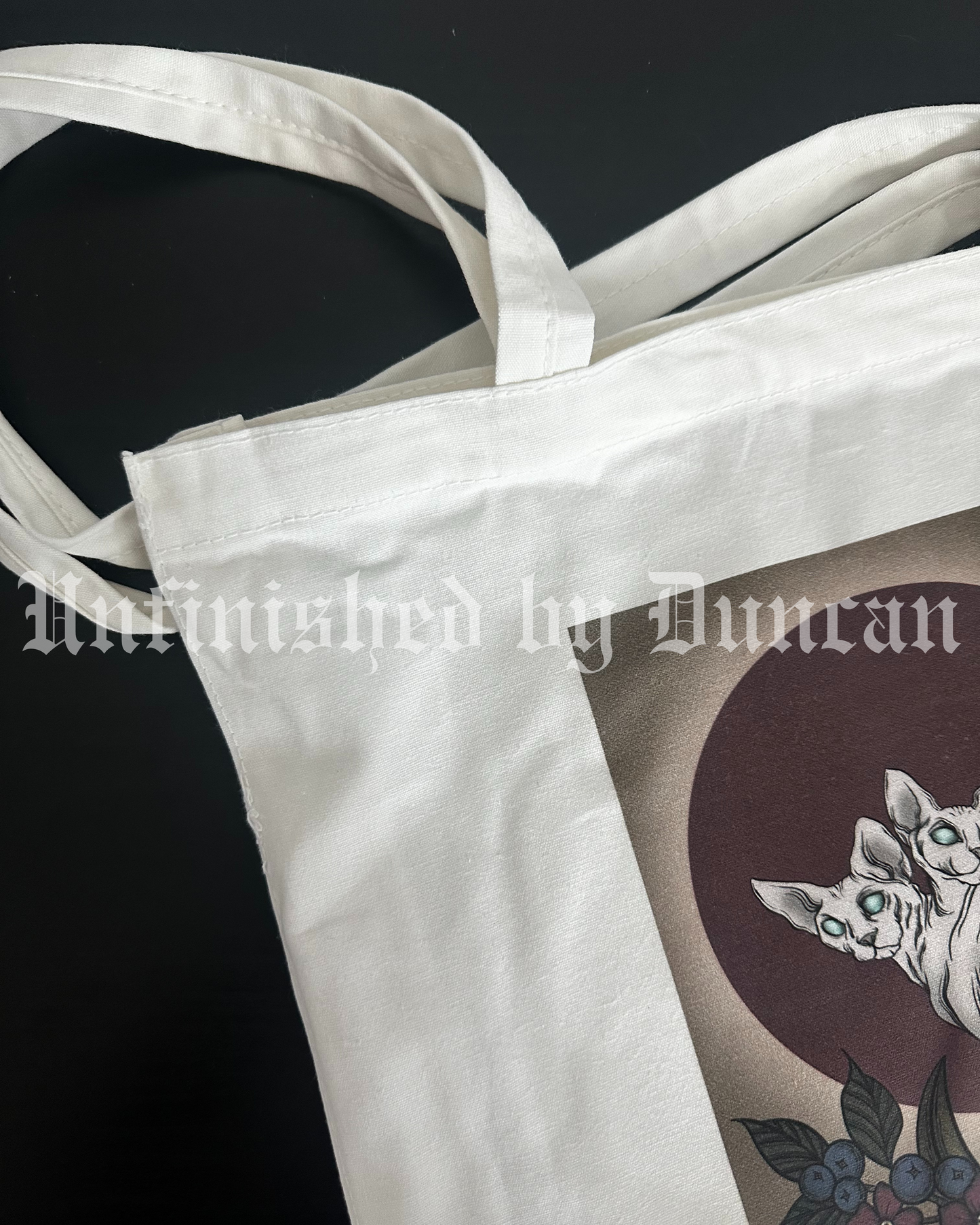 Duality Cotton Tote | Double-Headed Sphinx Cat Traditional Tattoo Inspired Art Print