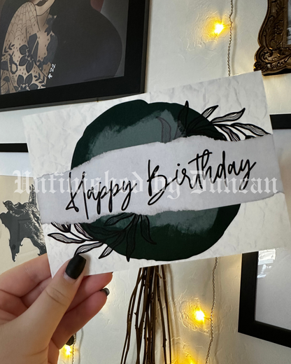 Happy Birthday Postcard | Floral, Minimalistic, Cursive Art Design