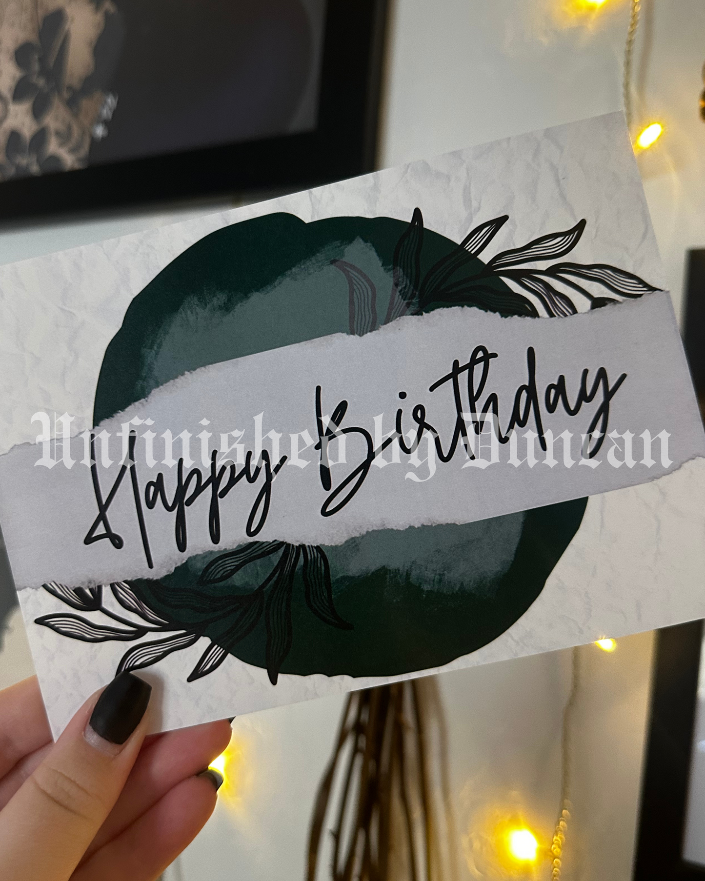 Happy Birthday Postcard | Floral, Minimalistic, Cursive Art Design