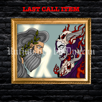 Brothers (Zeus v. Hades) | Greek Gods, Traditional Tattoo Inspired Art Print (Last Call)