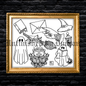 Witchy Bookish Coloring Page | Traditional Tattoo Inspired Art Print Flash Sheet