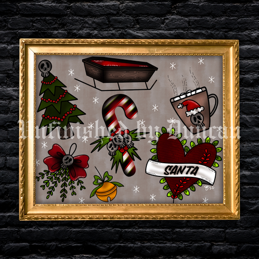 Christmas Flash Sheet | Traditional Tattoo Inspired Art Work