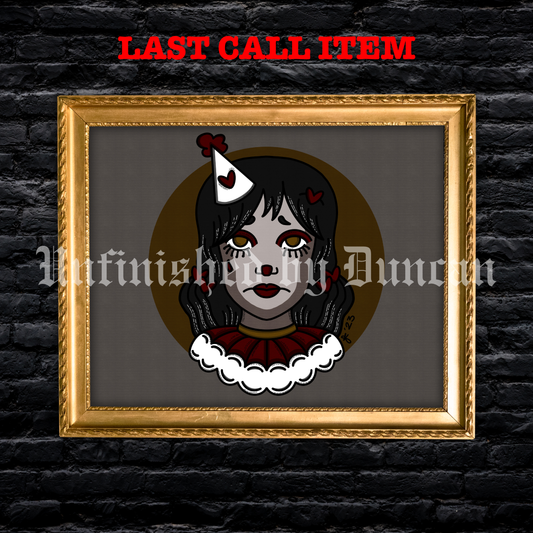 Lover Clown | Galentines, Valentines, Sad Girl Traditional Tattoo Art Print (Last Call)