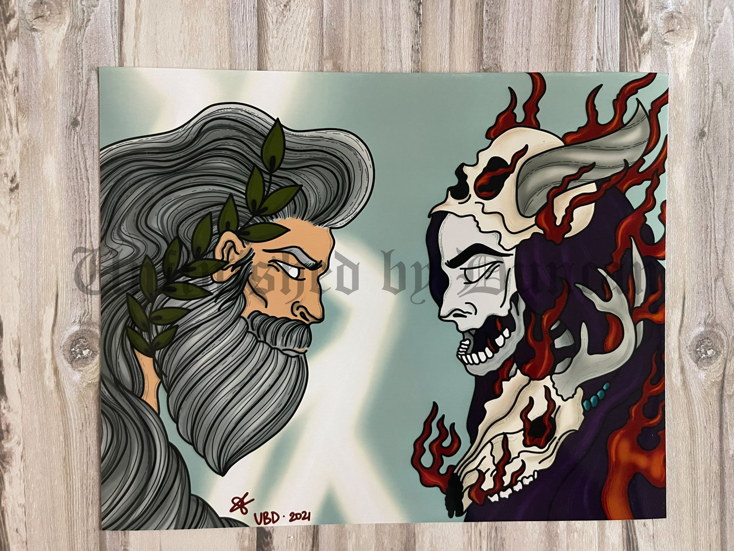 Brothers (Zeus v. Hades) | Greek Gods, Traditional Tattoo Inspired Art Print (Last Call)
