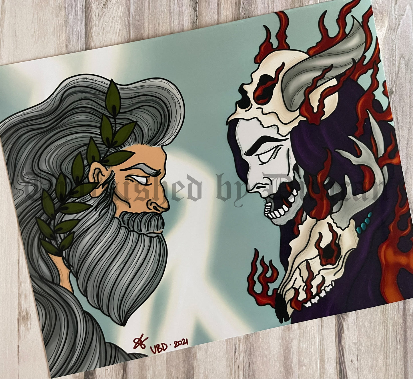 Brothers (Zeus v. Hades) | Greek Gods, Traditional Tattoo Inspired Art Print (Last Call)
