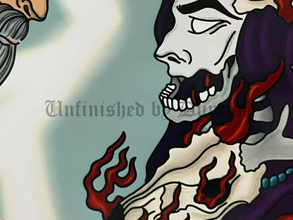 Brothers (Zeus v. Hades) | Greek Gods, Traditional Tattoo Inspired Art Print (Last Call)