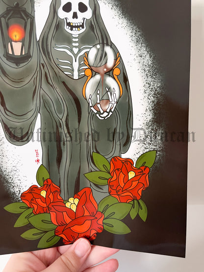 Grim Reaper Enlightening | Traditional Tattoo Inspired Art Print (Last Call)