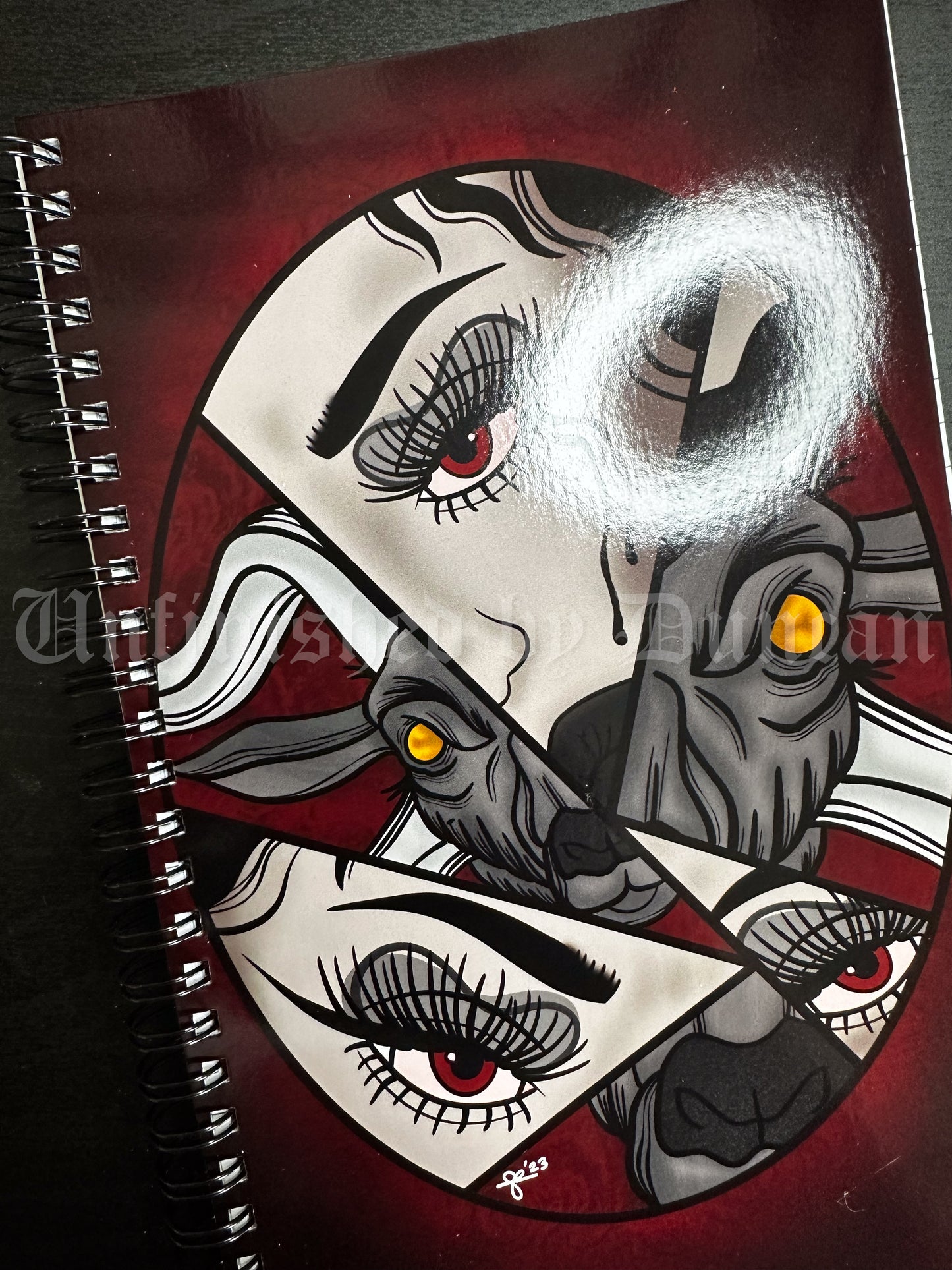 Lady Sophia Notebook | Baphomet, Broken Mirror, Traditional Tatoo Inspired Art Design