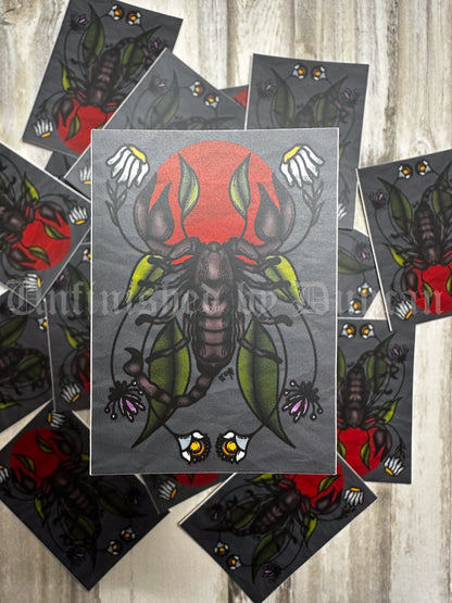 Scorpion Sticker | Floral, Western, Traditional Tattoo Inspired Art Sticker