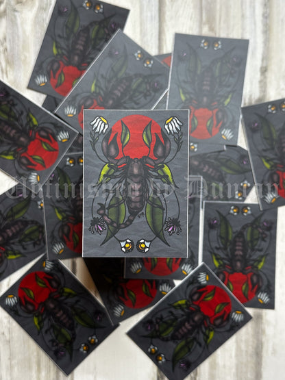 Scorpion Sticker | Floral, Western, Traditional Tattoo Inspired Art Sticker