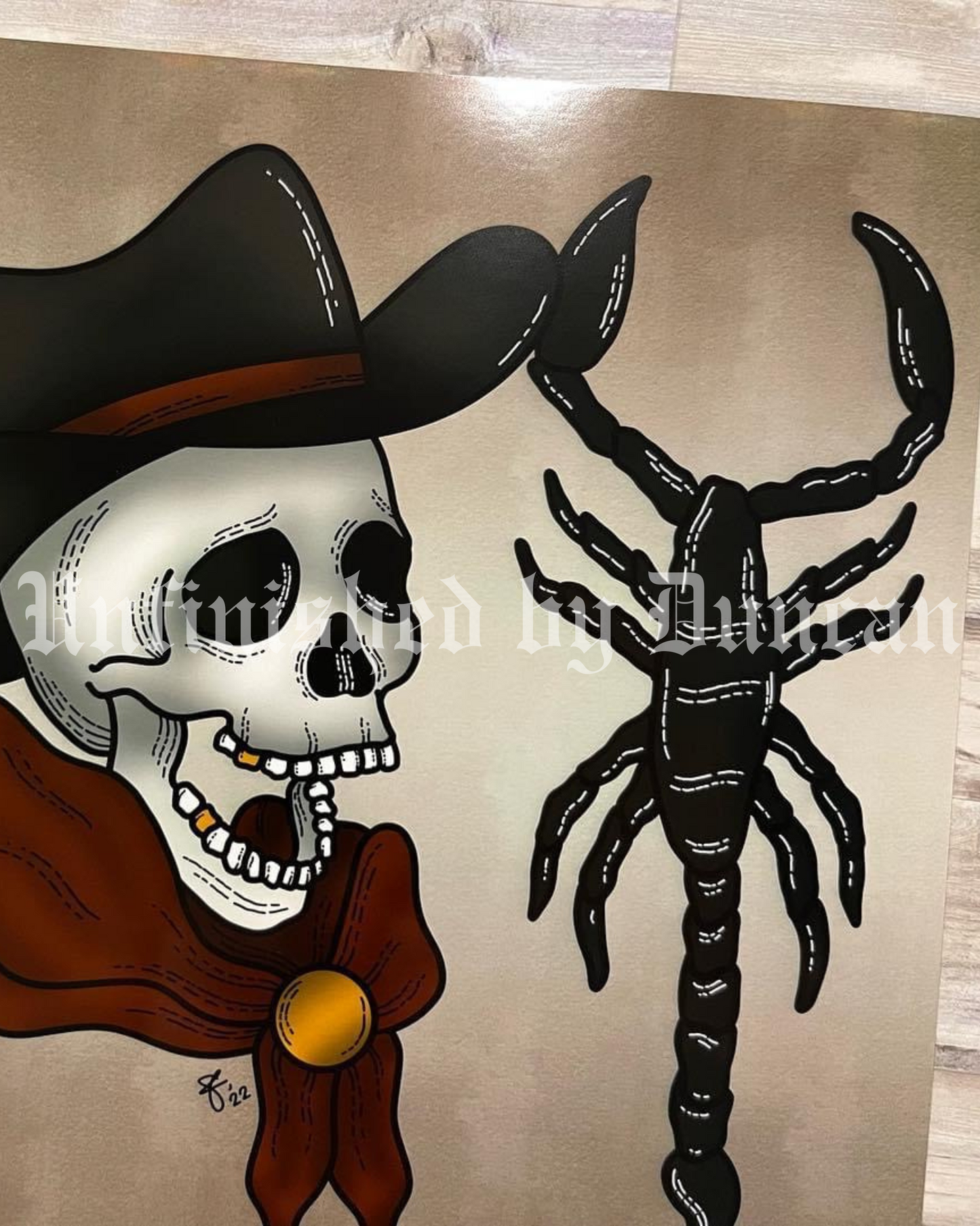 The Sheriff | Western, Scorpion, & Skeletal Traditional Tattoo Inspired Art Print
