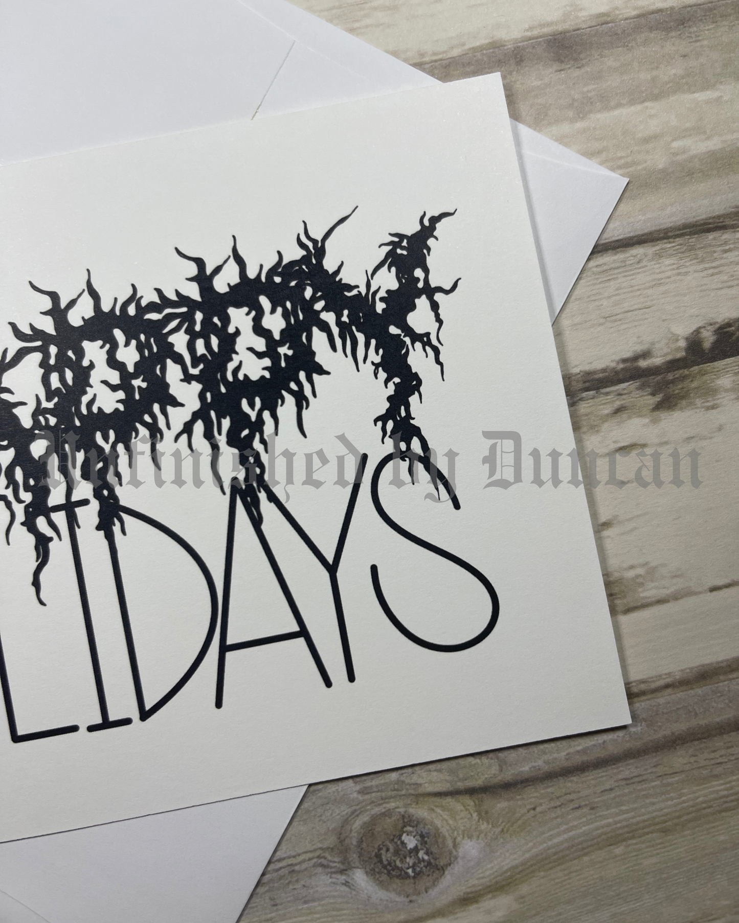 Happy Holidays Postcard | Death Metal Band Font, Creepy & Macabre Font, Alternative Holiday Card Design