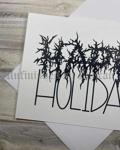 Happy Holidays Postcard | Death Metal Band Font, Creepy & Macabre Font, Alternative Holiday Card Design