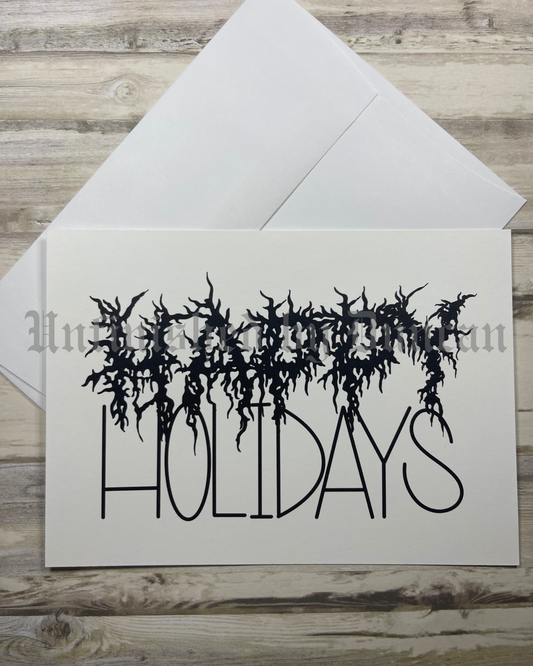 Happy Holidays Postcard | Death Metal Band Font, Creepy & Macabre Font, Alternative Holiday Card Design