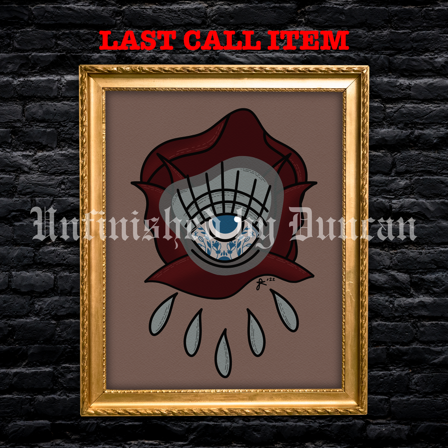 Seeker | Rose, Floral Design, Eyeball, Tattooed Eye, Traditional Tattoo Art (Last Call)