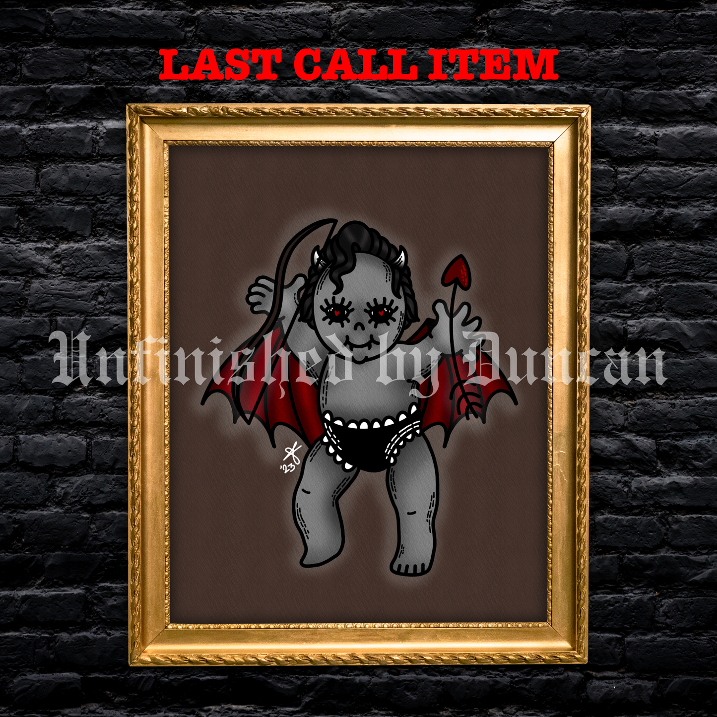 Demon Cupid | Devil, Mythical, Traditional Tattoo Art (Last Call)