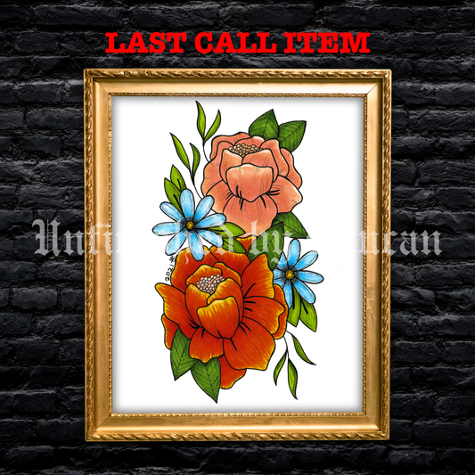Flash Peonies & Flowers | Traditional Tattoo Inspired Art Print (Last Call)