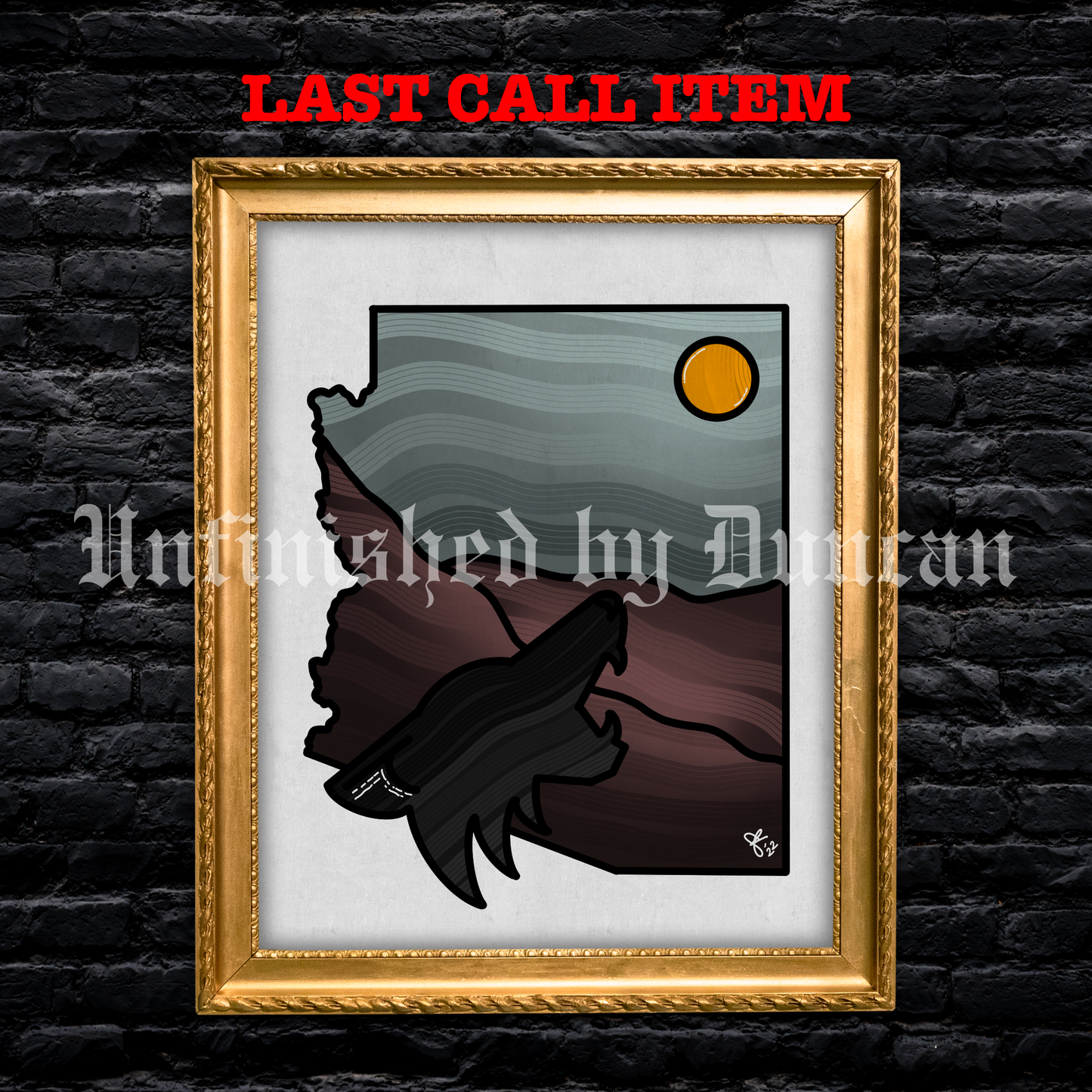 Lone Wolf | Arizona, Desert, Traditional Tattoo Inspired Art Print (Last Call)